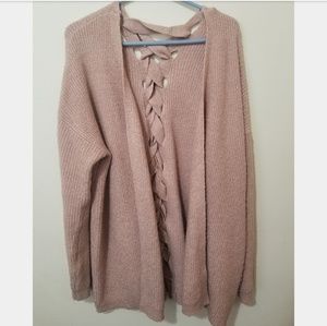 Pink Braided Back Sweater
